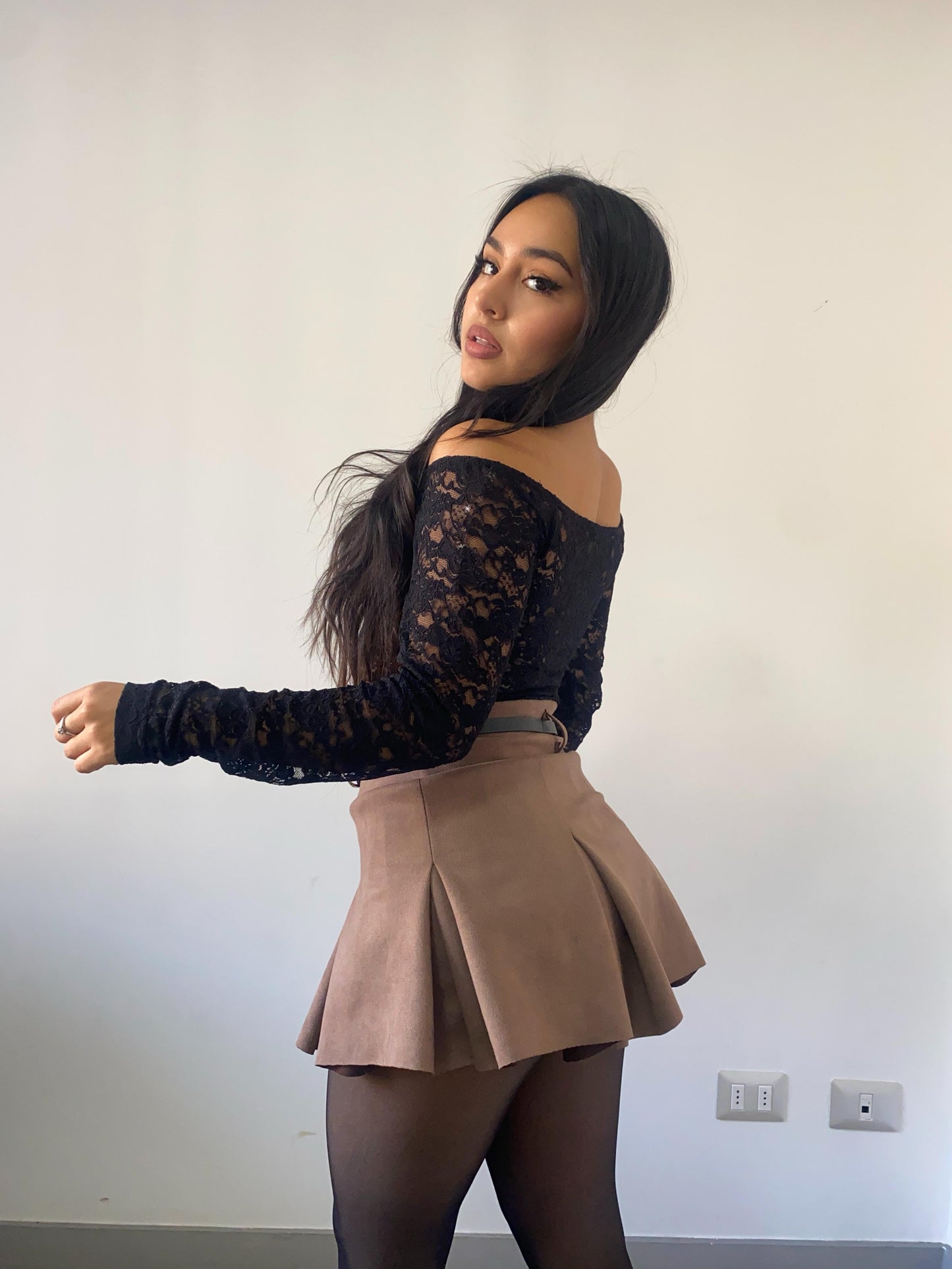 Falda tableada gamuza