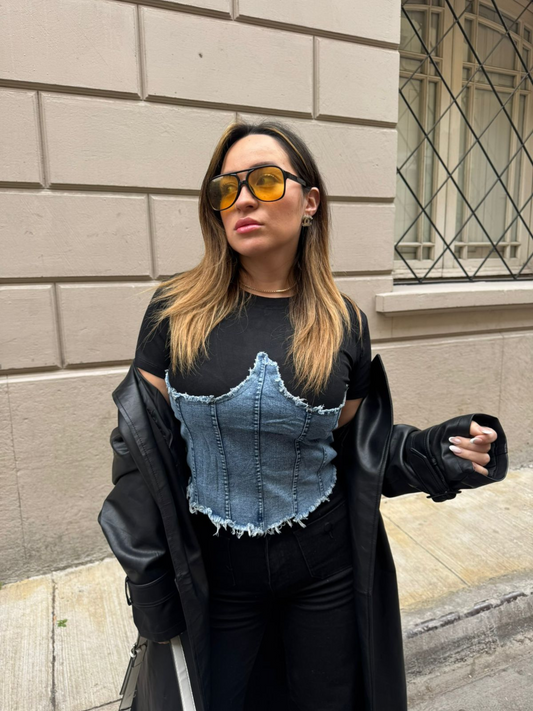 Polera corset denim